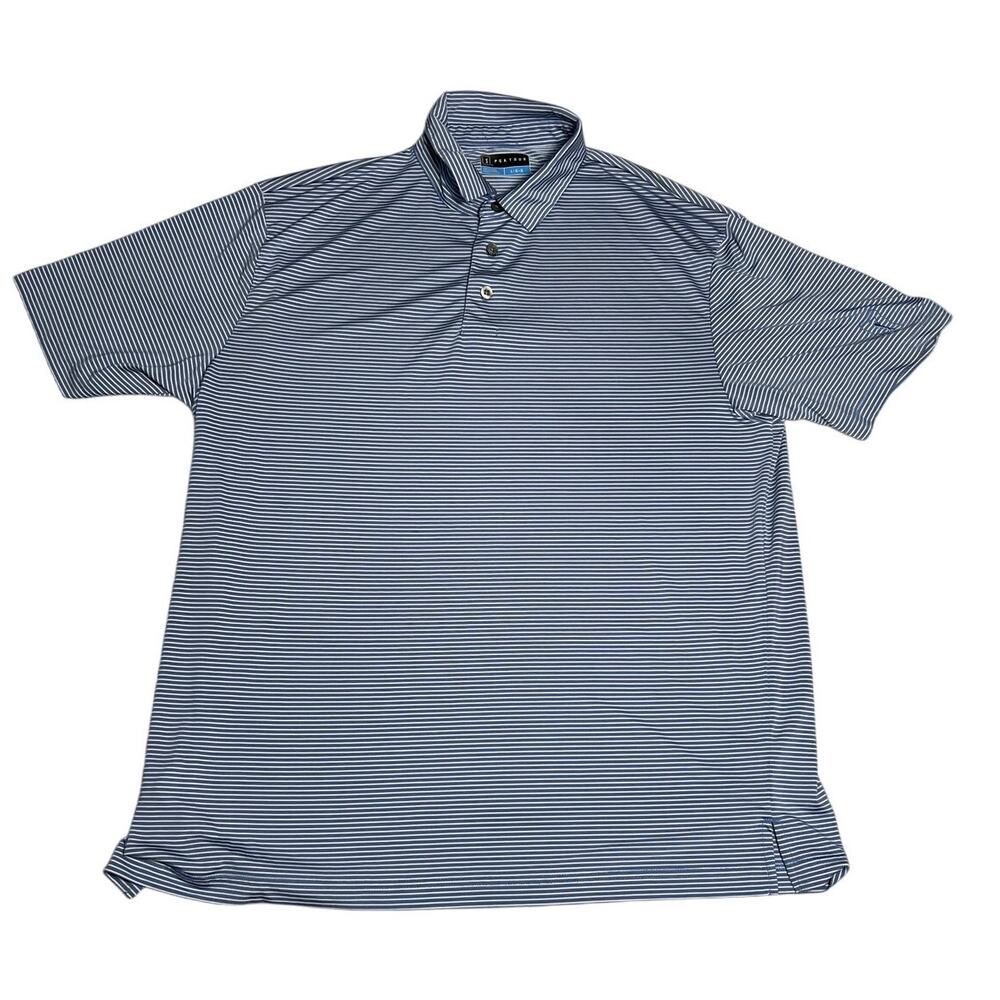 PGA Mens Blue Stripped Golf Polo Size L